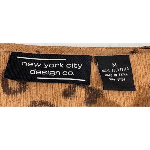 New York City Design Co. Vintage Leopard Print Long Sleeve Blouse Med - Picture 2 of 4